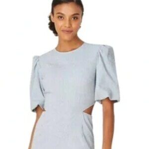 ***Veronica Beard Iker Striped Puffed Sleeve Mini Dress***